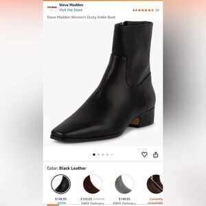 Steve Madden black Genuine Leather Ankle Boot bootie Dusty SIZE 7.5